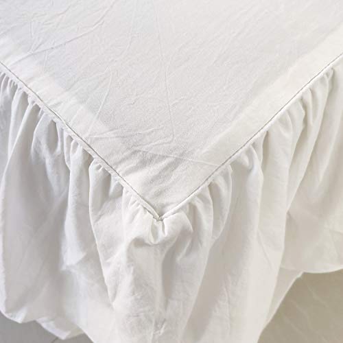 Softta Bed Skirt Twin White Ruffle Tassel Boho Bedding Bohemian Girls 100% Washed Cotton #TOP2