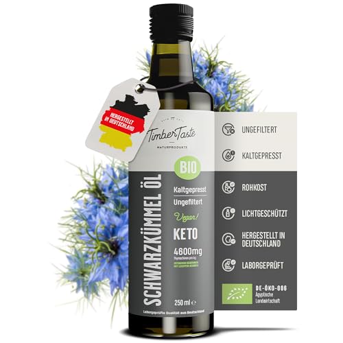 Kümmelöl Bio Schwarzkümmelöl kaltgepresst ungefiltert 250ml – Premium Ägyptisches Black Seed Oil mit hohem Thymochinongehalt (4600 mg/1000 ml) aus deutscher Ölmanufaktur Kümmelöl Bio Schwarzkümmelöl kaltgepresst ungefiltert 250ml – Premium Ägyptisches Black Seed Oil mit hohem Thymochinongehalt (4600 mg/1000 ml) aus deutscher Ölmanufaktur