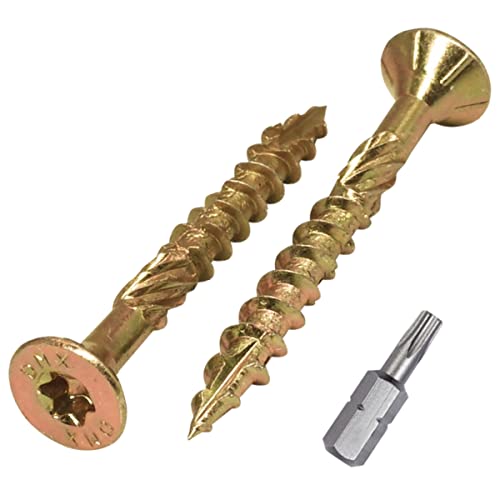 SKIR'CO 100 viti universali in acciaio zincato 4,5 x 45 mm per legno giallo, testa svasata, testa torx, tipo 17, viti truciolari