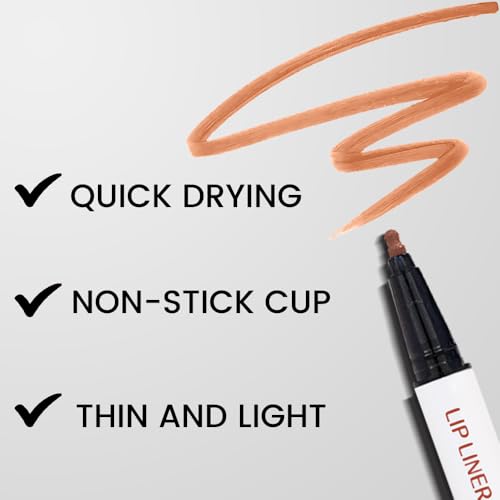 Image of 3Pcs Longwear Liquid Lip Liner Stain Marker Pen Set Long Lasting Waterproof, Mocha Light Nude Brown Matte Permanent 24 Hour Lip Liner and Lipstick Combo Color Stay Lipliner All Day Lip Stains peel off