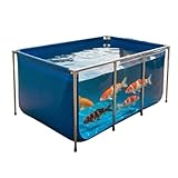 Estanque De Gran Tamaño De Lona De PVC con Estructura De Acero - Piscina Plegable Elevada con Ventana Transparente - Tanque De Almacenamiento De Agua Duradero para Patio Y Blue 100x60x51cm