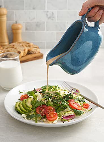 Le Tauci 17Oz Gravy Boat With Saucer Stand, Set Of 1, Ceramic Sauce Boat With Tray For Salad Dressings, Creamer, Broth, Black Pepper, Ceylon Blue #TOP1