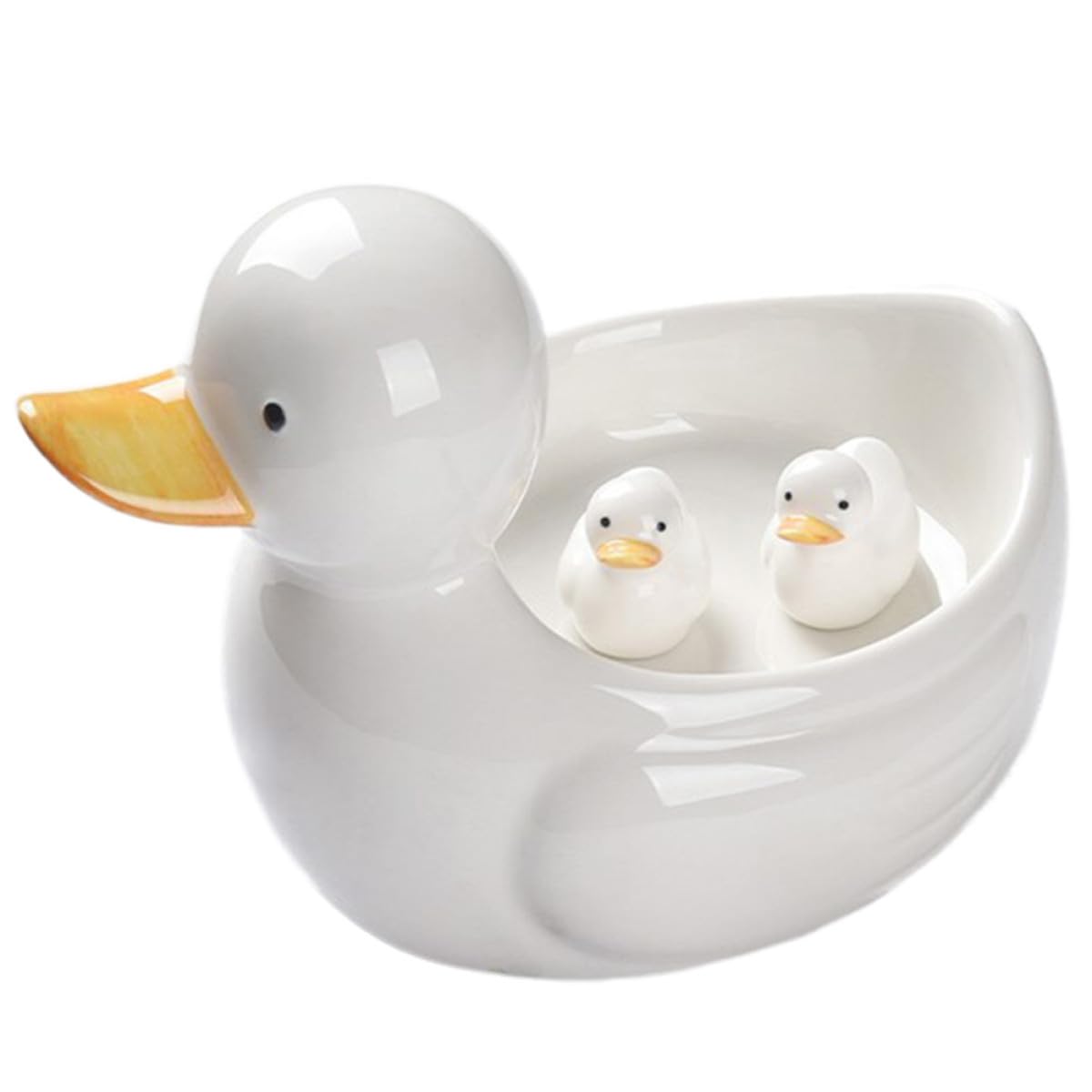 Support à Baguettes en Céramique Blanche Adorable de Canard, Set de 3 Pièces Lisse et Délicat, Facile à Nettoyer, Décoration de Table Japonaise
