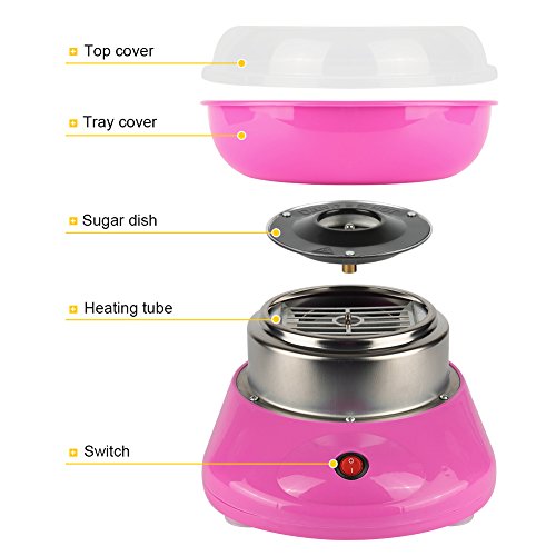 Foto von Zuckerwattemaschine für Zuhause, Zuckerwatte-Maschine Set Mit Zuckerwatte Stäbchen & Messlöffel, Zuckerwatte in nur 2 min (Rosa)
