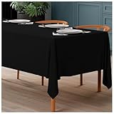 White Classic WEALUXE Black Table Cloth for 6 Foot Rectangle Tables, 60x102 inches, Water, Stain and Wrinkle Resistant, 200 GSM Washable Poly Fabric Tablecloth Rectangular, Elegant and Durable