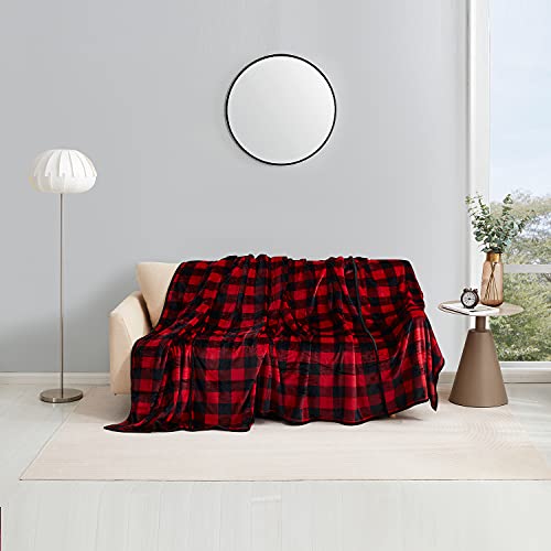 Peypike 120 X 120 Inch(10 Feet X 10 Feet) Super Large Flannel Throw Big Blanket For Family King Size Bed - Lightweight Cozy & Soft Red Plaid #TOP1
