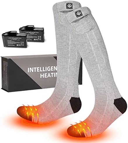 Heated Socks for Men Women, Electric Heated Socks Rechargeable with 7.4V 2200mAh Battery, 3 Thermal Levels up to 140°F for Outdoor Skiing Hiking Camping Motorcycling, Cold Weather Foot Warmer…