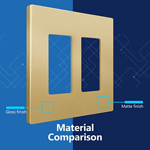 Image of LIDER Decorator Switch Cover, Screwless Wall Plate, Mid-Size 2-Gang 4.88 inch x 4.92 inch, LSWP-32M-GD2P, UL Listed, Thermoplastic, Matte Gold, 2-Pack