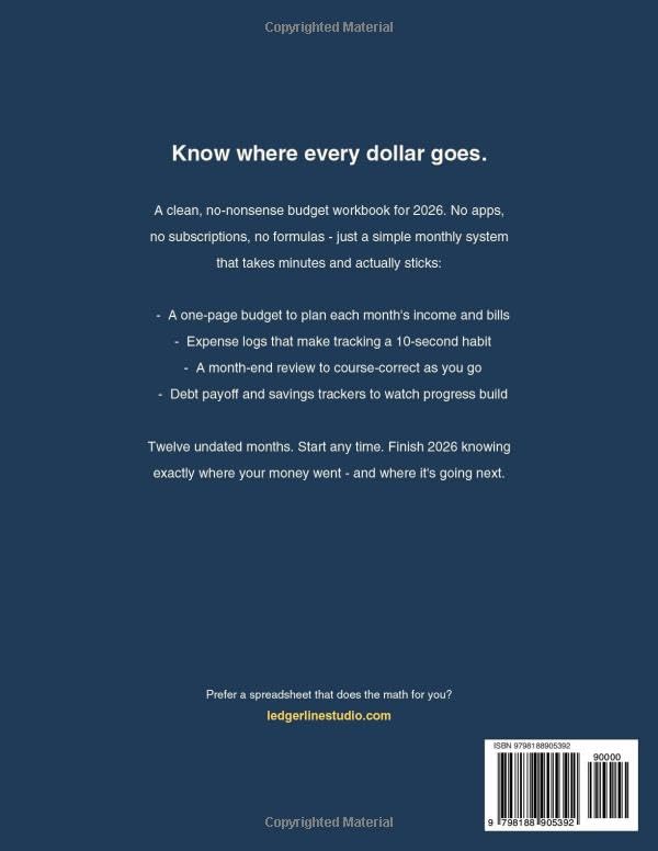 2026 Budget Planner: Simple Monthly Budget Workbook — Income, Bills, Expense Logs, Debt Payoff & Savings Trackers image 3
