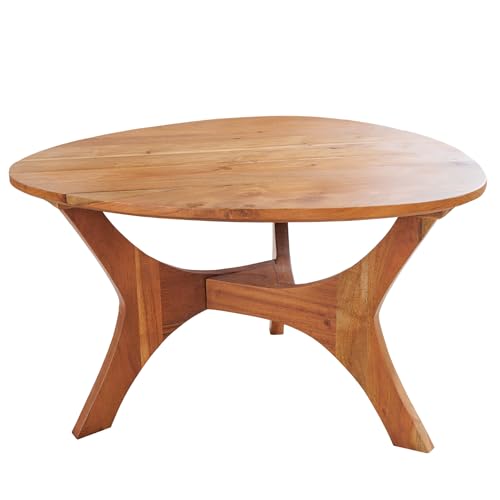 Riess Ambiente Massivholz Couchtisch Architecture 70cm Natur Honey Finish Akazie dreieckig Sofatisch Wohnzimmertisch Beistelltisch Holztisch Abstrakter Tisch