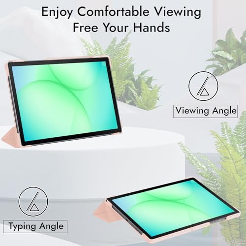 Image of Robustrion Cover for Samsung Galaxy Tab A11 Plus Cover Case 11 inch, Flip Cover Case for Samsung Galaxy Tab A11 Plus Cover /Tab A11+ Tablet Cover with Translucent Back - Rose Gold