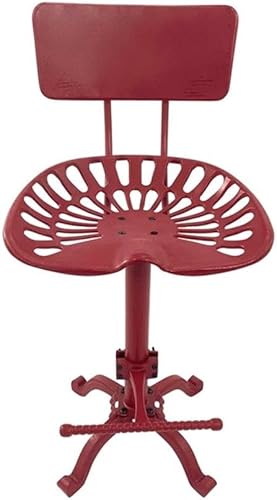 Miniatura 5 de Taburete de asiento de tractor August con respaldo en rojo