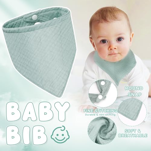 Baby Geschenk Junge Mädchen Neugeborene Geschenkset Babygeschenke 3 Stück Geschenke zur Geburt mit Schnuffeltuch Hase und Beißring Holz und Lätzchen Baby für Neugeborenen Babyparty Sachen (Mint)