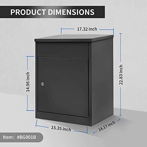 Ydocabinit Package Delivery Boxes For Outside, Extra Large Mailbox For Parcel, Galvanized Steel Parcel Mailbox, Wall Mounted Lockable Anti-Theft For Porch,Curbside,Black-Bg001B #TOP1