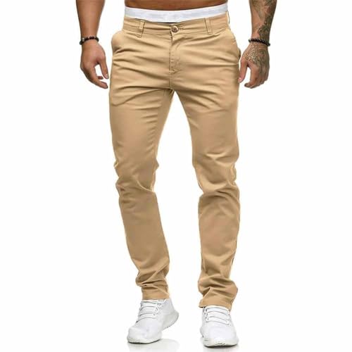 Mens Dress Pants Slim Fit Chinos Stretch Fashion Pant Skinny Leg Light Khaki