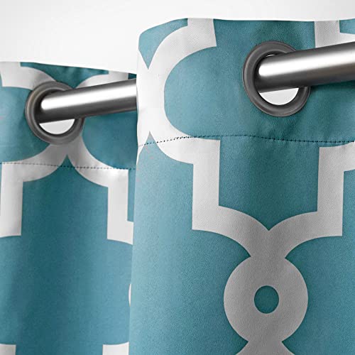 Exclusive Home Curtains Ironwork Woven Blackout Grommet Top Panel Pair, Teal, 52x96, 2 Piece, W 52" x L 96" (2 Panels) - Image 3