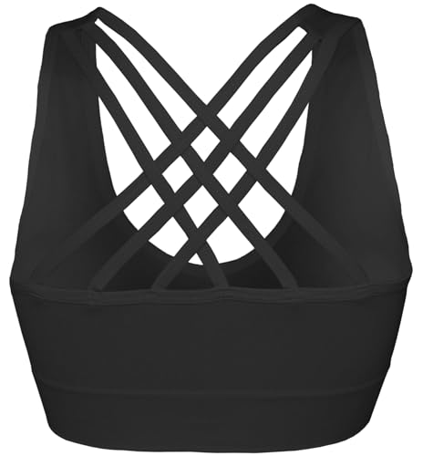 Image of AKAMC Women's Cross Back Sport Bras,Adjustable Straps Padded Criss Cross Cropped Bras for Yoga Workout Fitness