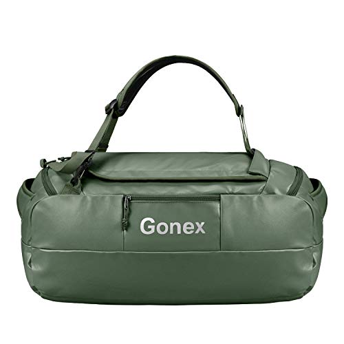 Gonex 60L Water Repellent Duffel Bag Backpack Outdoor Heavy Duty Duffle Bag with Backpack Straps for Hiking Camping Travelling Cycling for Men Women Olive Green