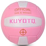 KUYOTQ Pink Outdoor Volleyball Official Size 5 Volleyball Waterproof in&Outdoor Soft Leather Volleyball for...
