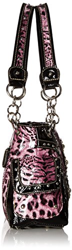Western Cross Leopard Handbag Rhinestone Pocket Purse With Matching Wallet (PINK)3