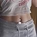 Cykdohy 14G Dainty Rhinestone Flower Dangle Navel Ring for Women Fashion Statement Snowflake Crystal Drop Belly Button Rings Sparkly CZ Barbell Stud Sexy Body Piercing Jewelry (Silver)
