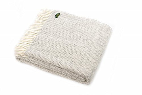 Tweedmill Textiles Grey Lifestyle Honeycomb Pure New Wool Blanket Throw In Soft