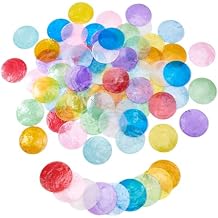 AHANDMAKER 120Pcs Capiz Shells Pieces 2" Round Natural Shells with 2 Holes Discs Pendants Bead Connector for Wind Chimes Curtain Lamp Shade Craft Jewelry Making, Mixed Color