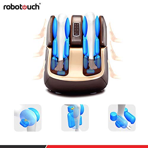 Image of Robotouch Ortholite foot Calf, thigh & knee roller foot massager machine with far infrared heating reduces muscle tension, fatigue, and pain relief, One year Warranty. (Brown)