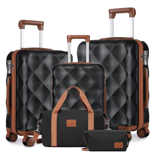 Sea Choice resväska i 5 delar ABS-skal, resväska med 8 spinnerhjul, resväska set 3 stycken med Ryanair 40 x 20 x 25...