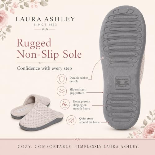 Image of Laura Ashley Women's Spa Slip-On Rugged Scuff Slipper, Non-Slip House Slippers with Cushioned Insole for Ladies