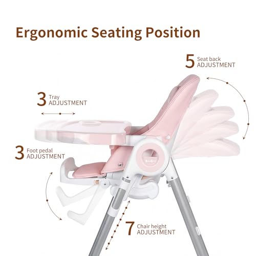 Image of Babilous Baby High Chair, 4-in-1 Foldable High Chair with Auto-Lock Wheels | Auto-Lock Wheels for Safe, Adjustable Comfort, Easy-Clean PU Seat, Infant Feeding, High Chair for Babies and Toddlers