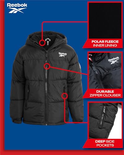 Reebok Boys Puffer Jacket - Heavyweight Water & Wind Resistant Quilted Boys Winter Coat - Fleece Insulated Kids Winter Jacket2