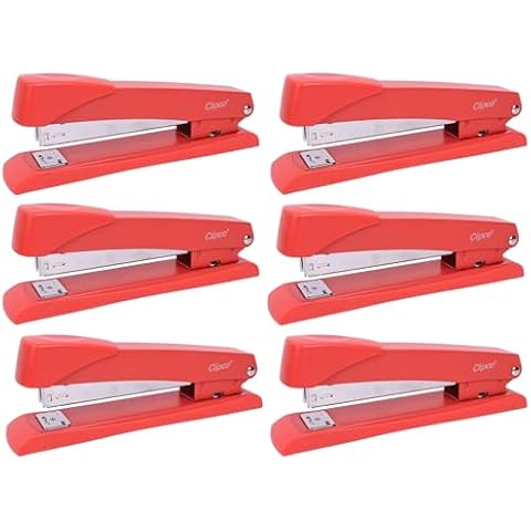 Clipco Red Stapler with 2000 Staples Full Desk Size (Pack of 6) Cover