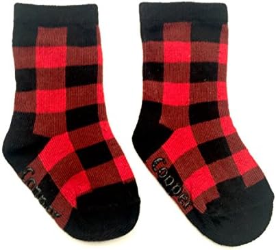 Copper Robin Mid-calf Red and Black Buffalo Plaid Patterned Tall Long Baby Socks (6 mos - 3 yrs)