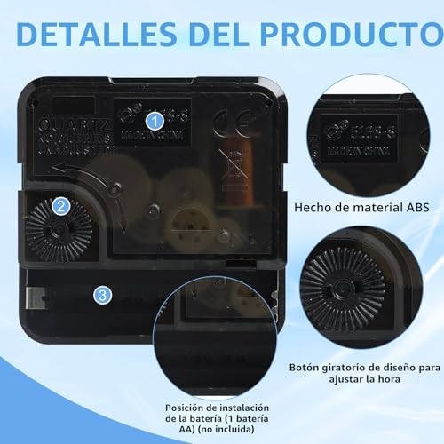 Miniatura 3 de Euacesry Movimiento Del Reloj Silencioso, Reloj Silencioso Del Movimiento Largo Árbol, Movimiento Reloj De Pared De Cuarzo, Para Artesanía Y Autocreación, Negro