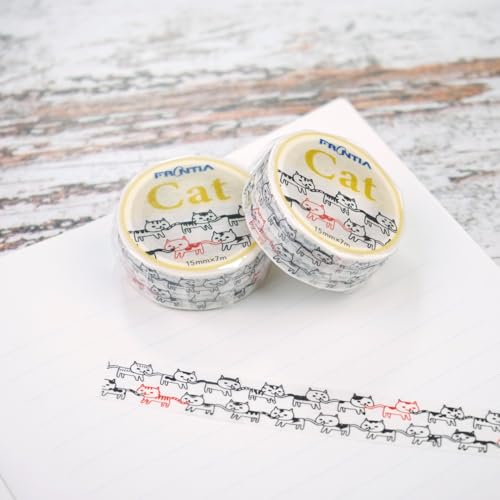 Image of Frontia Masking Tape, Cat, Japanese Decorative Tape for DIY Diary Crafts Journaling Scrapbook (3 Packs, Bulk Pack)