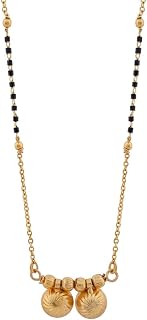 MESKIFY 2 Vati Small Pendant Delicate Designer Mangalsutra for Women Gold Plated Alloy Necklace with Crystals Price In India
