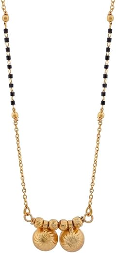 MESKIFY 2 Vati Small Pendant Delicate Designer Mangalsutra for Women Gold Plated Alloy Necklace with Crystals