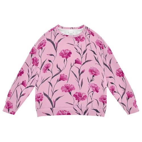 JUNZAN Rustic Dianthus Pink Kids Girls Sweatshirts Hoodies Crewneck Hoodies for Girls Party 4T