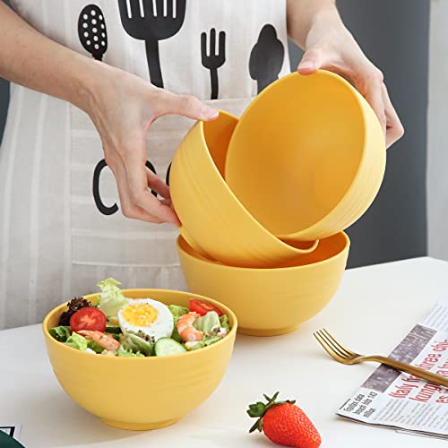 Kyraton Cereal Bowls 4 Pieces, Unbreakable And Reusable Light Weight Bowl For Rice Noodle Soup Snack Salad Fruit Dishwasher Safe, Microwave Safe Bpa Free (Gold Yellow) #TOP2