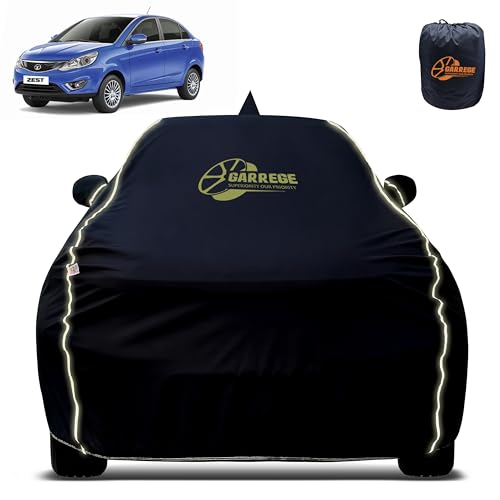 Image of Reflector Waterproof Car Cover for Tata Zest with Mirror & Antenna Pocket | All Weather Protection | Washable Fabric | Black Color