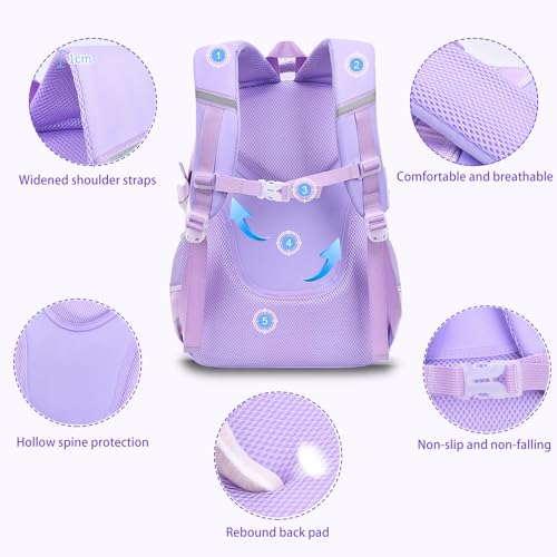 WYCY School Backpack for Girls - Travel Daypacks for Kids & Teens, Kawaii Bookbag with Laptop Compartment, Plaid Blue4