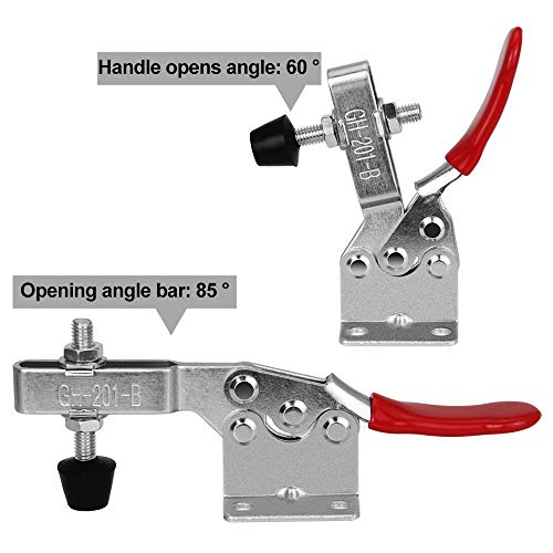 Favengo 4 Stück Kniehebelspanner Schnellspanner GH-201B 90Kg/198Lbs Fassungsvermögen Horizontal Toggle Clamp Haltekraft Waagrechtspanner Anti-Rutsch Knebelklemme Handwerkzeuge für Schweißen