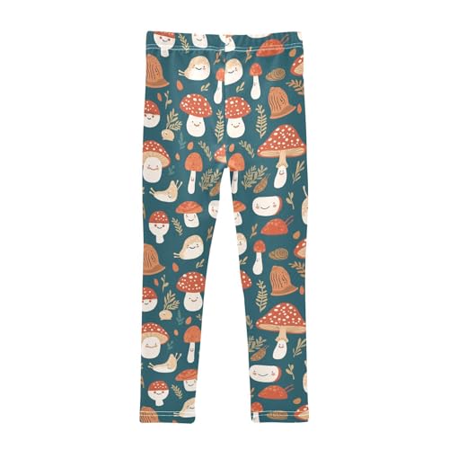 KLL Fairytale Retro Mushrooms and Snails Girls Basic Leggings Comfortable High Waisted Athleisure Pants Sports2