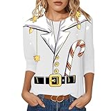 QJDFLL Klamotten Weihnachten Kleidung Tshirt Weihnachtspullover Katze Damen Baumwolle Pullover mit Glitzer Bekleidung weihnachtshemd Herren Bluse Familien weihnachtsoutfit Funny(Weiß,L)