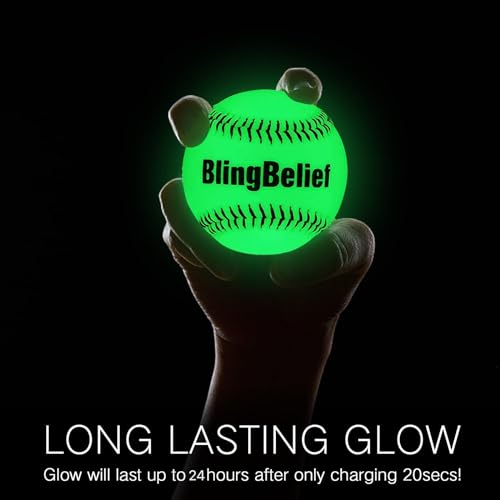 Image of Super Bright Glow in The Dark Baseball,Soccer Ball,Volleyball,Football, Light Up Luminous Baseball, Official Size and Weight Football, Recreational Use Practice Volleyball
