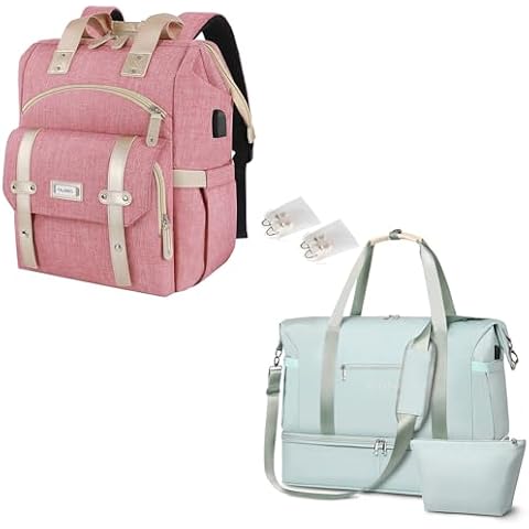 Laptop Backpack for Women, 15.6 Inch Computer Backpack Teacher Work Bookbag, Weekender Bags for Women,66L Expandable Large Travel Duffel Bag with Shoe Compartment, Overnight Bag with Waterproof Pocket Cover
