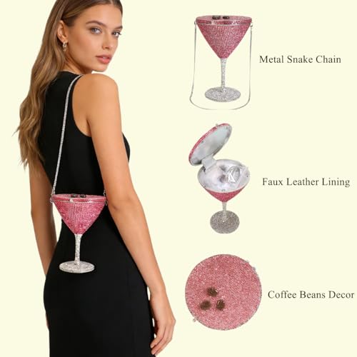 Image of Women Goblet Rhinestone Evening Bag Cocktail Cup Diamond Clutch Funny Crystal Prom Handbag Wedding Purse for Party