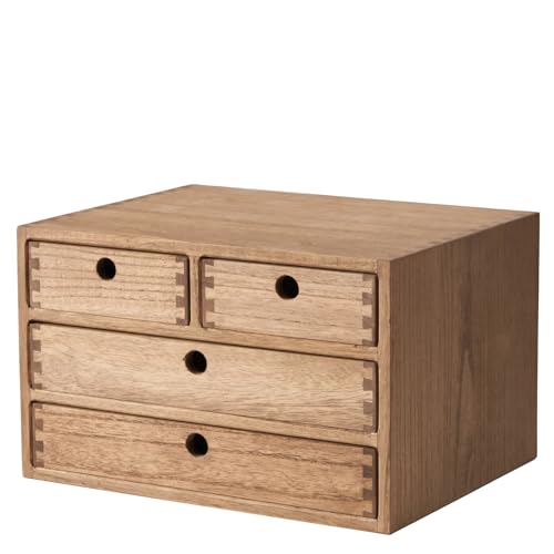 KIRIGEN Scatole di Legno con cassetti per Documenti Piatti, con Scomparti per archivio, Montaggio Senza ferramenta 3 Livelli/4 cassetti Marrone