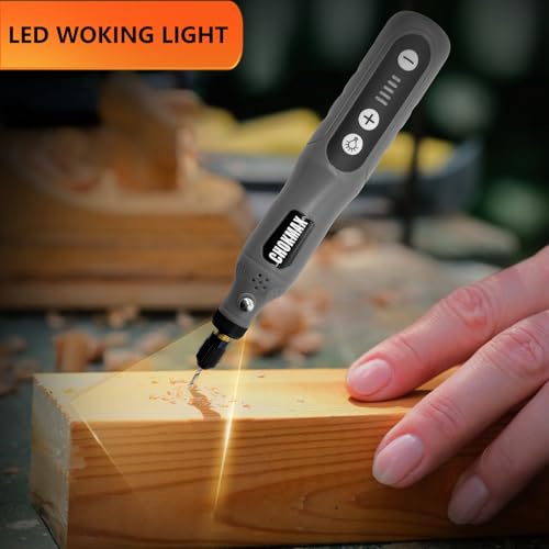 CHOKMAX Mini Cordless Rotary Tool, 5-Speed Grinder Kit with 72 Accessories and Front LED Light, Type-C Charging Art Craft Tool for Engraving, Sanding, Polishing, Drilling, Grinding Gray
